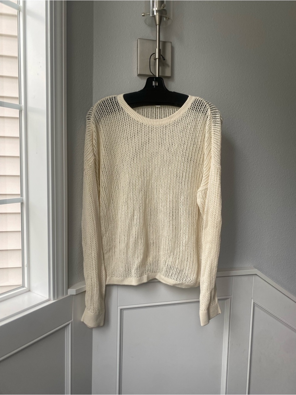 Uniqlo Cream Open-Knit Long-Sleeve Tunic Sweater